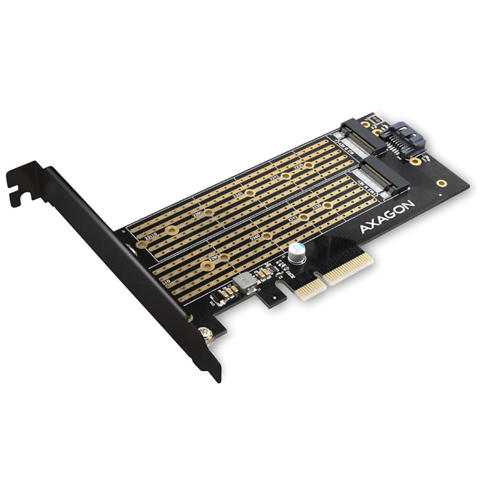 AXAGON PCIe 3.0 to 2x M.2 NVMe & SATA Riser Card Adapter