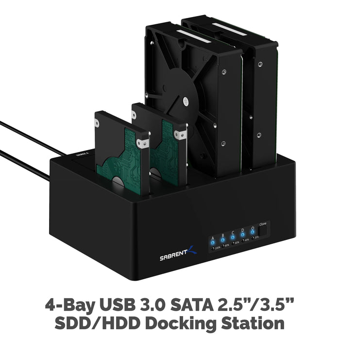 Sabrent 4-Bay USB 3.0 SATA 2.5"/3.5" SSD/HDD Docking Station