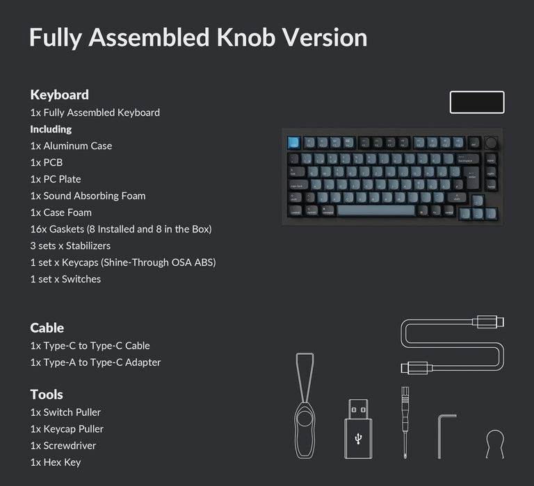Keychron Q1 Pro QMK Carbon Black RGB 75% ISO UK K Pro Red Keyboard