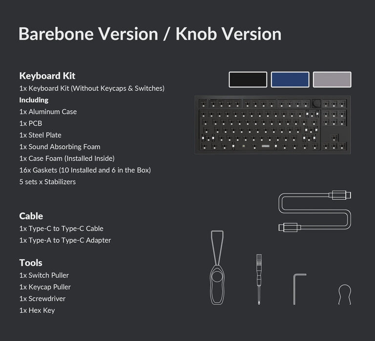 Keychron Q3 Knob QMK Carbon Black Aluminium RGB ANSI Barebones