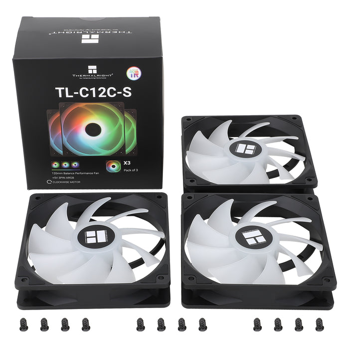 Thermalright TL-C12C-S Black A-RGB 120mm PWM Fans Triple Pack