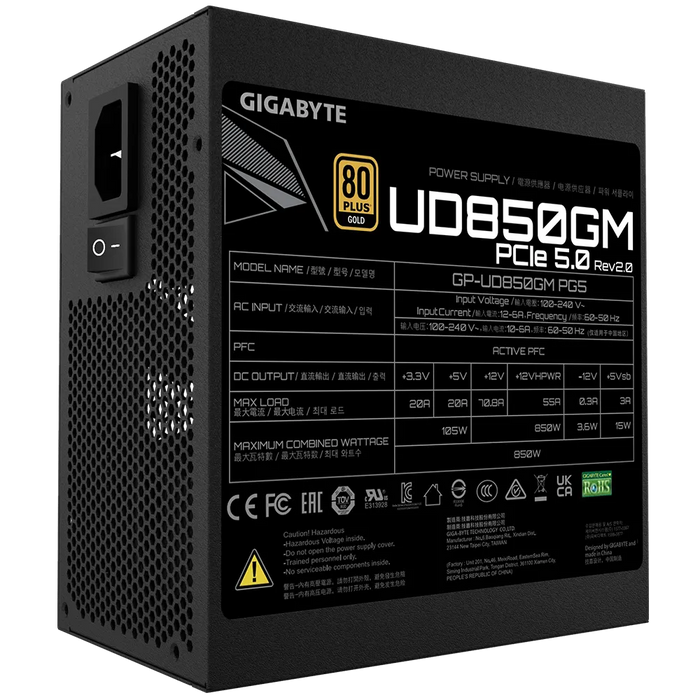 850W Gigabyte UD850GM PG5 V2 ATX 3.0 Gold Modular PSU