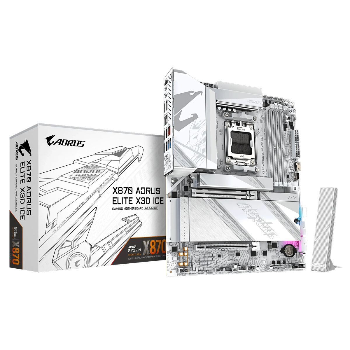 Gigabyte X870 Aorus Elite X3D Ice ATX AM5 Motherboard — Computer Orbit