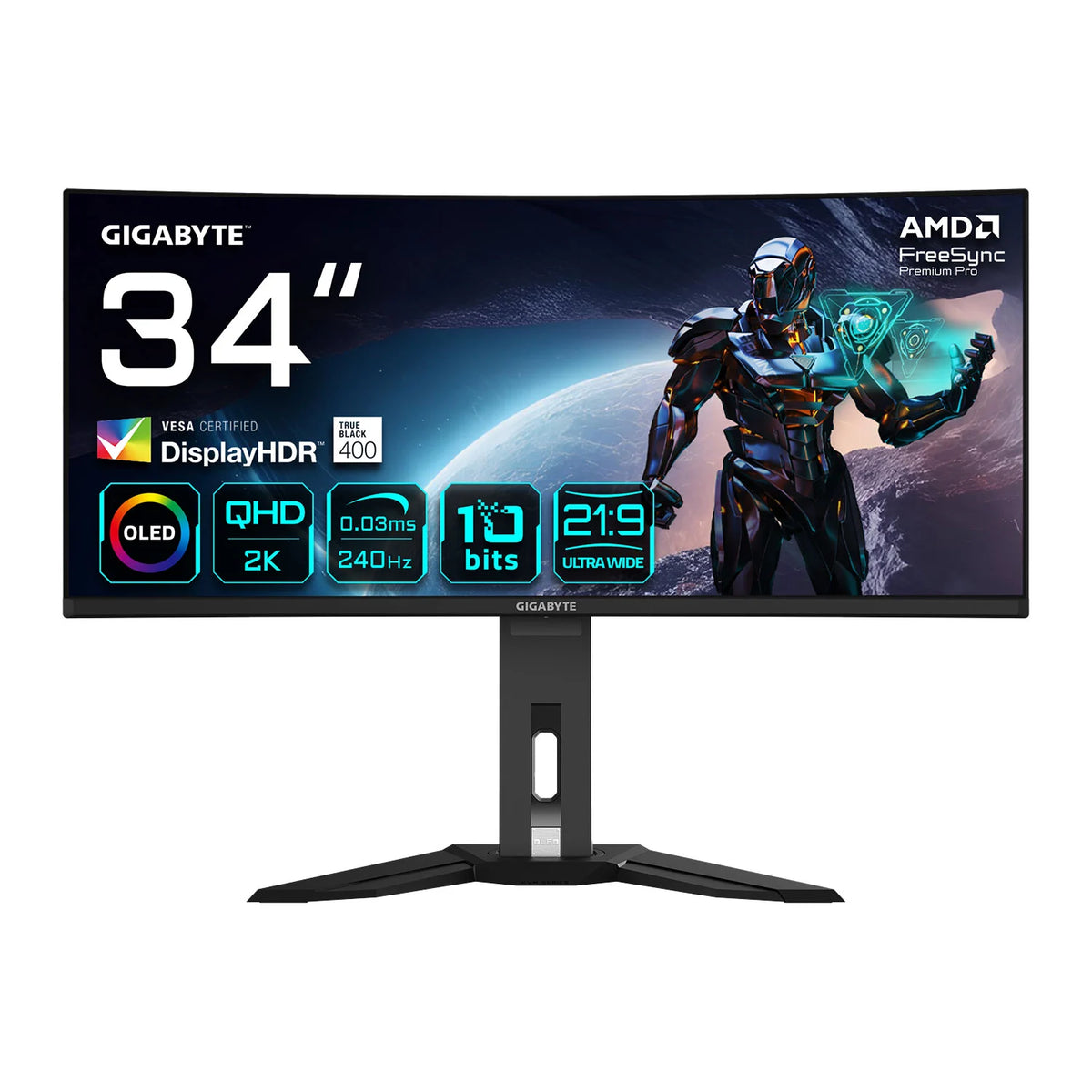 34" Gigabyte MO34WQC2 QD-OLED QHD 240HZ Ultrawide Monitor — Computer Orbit