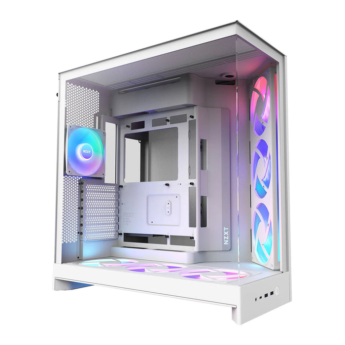 NZXT H9 Flow RGB+ 2025 White ATX Dual Chamber PC Case