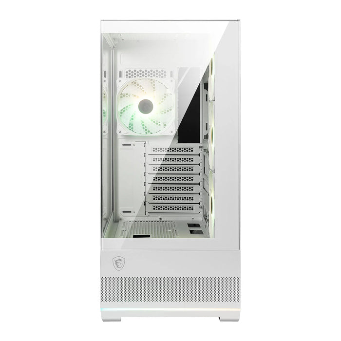 MSI MAG PANO 110R PZ White - Boîtier PC Moyen Tour Avec Verre Trempé 270° - Compatible GPU 400 Mm - Refroidissement Optimisé - 2