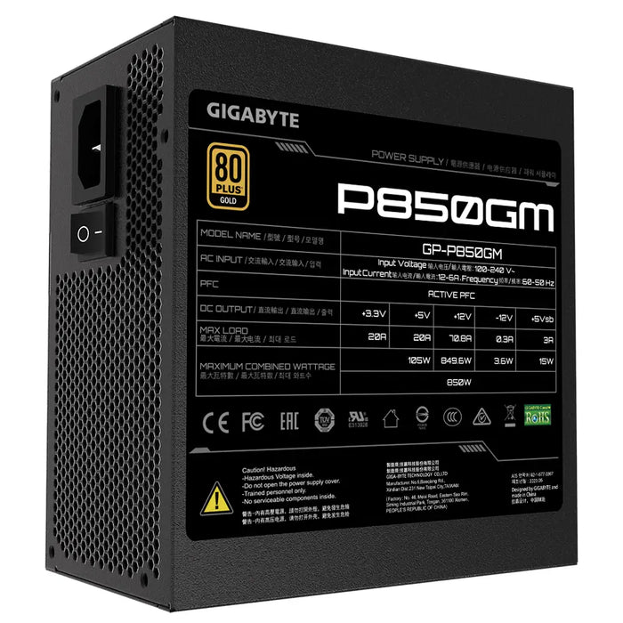 850W Gigabyte P850GM V2 Gold Fully-Modular PSU