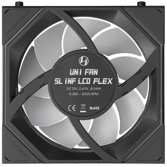 Lian Li UNI FAN SLINF LCD FLEX Reverse 120mm Fan - Black