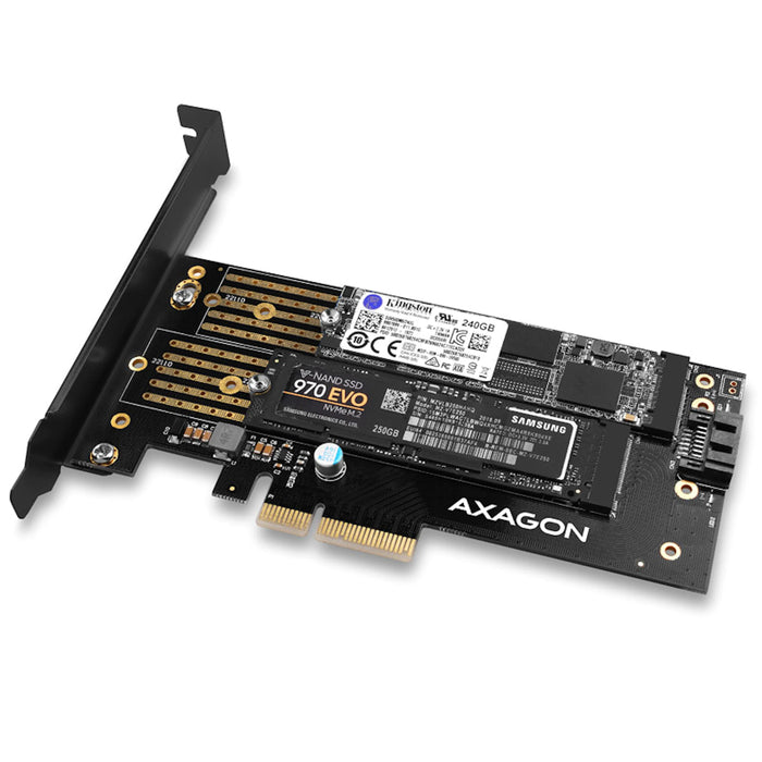 AXAGON PCIe to 2x NVMe SATA Riser Card Adapter - Main Image