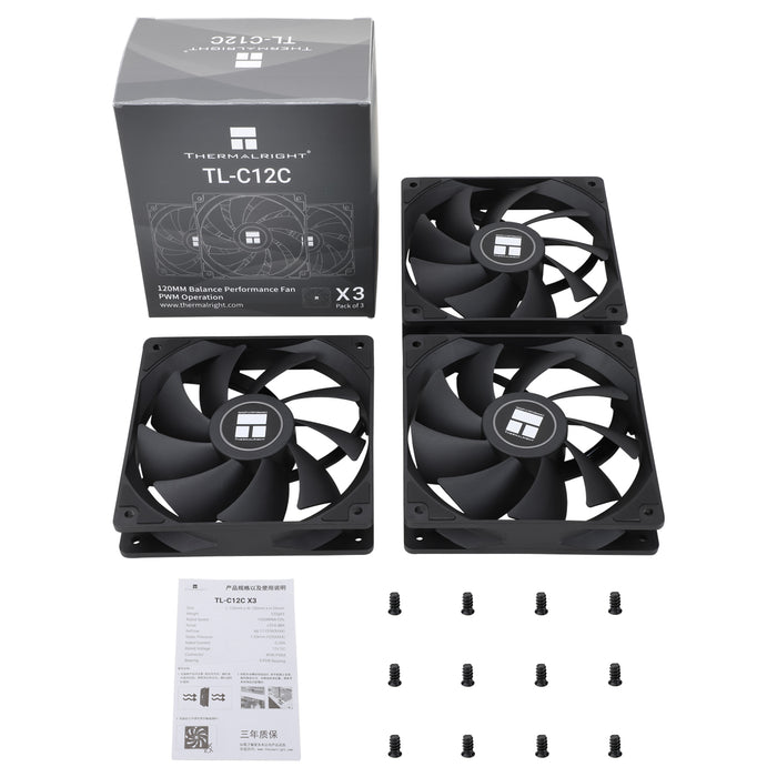 Thermalright TL-C12C Black 120mm PWM Fans Triple Pack