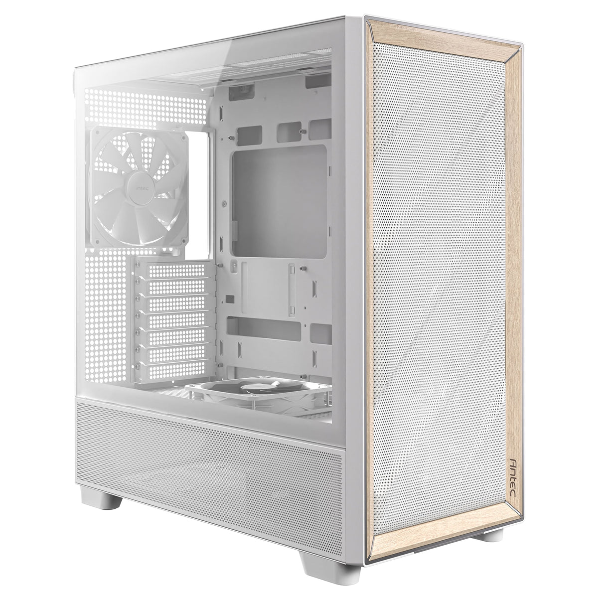 Antec FLUX Mesh White Wood ATX PC Case Computer Orbit CAANT FLUXWOODWH 1200x1200 