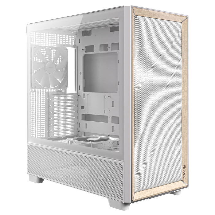 Computer Mesh White Antec FLUX Mesh White Wood ATX PC Case — Computer Orbit