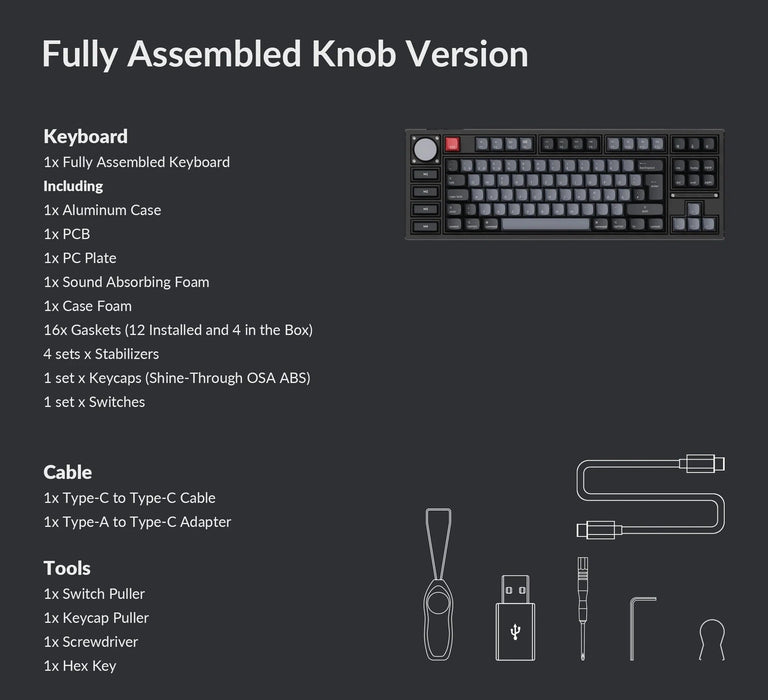 Keychron Q3 Pro Knob Carbon Black RGB TKL ISO UK K Pro Banana