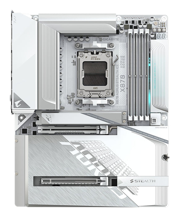 Gigabyte AORUS X870 STEALTH ICE Wi-Fi 7 ATX AM5 Motherboard