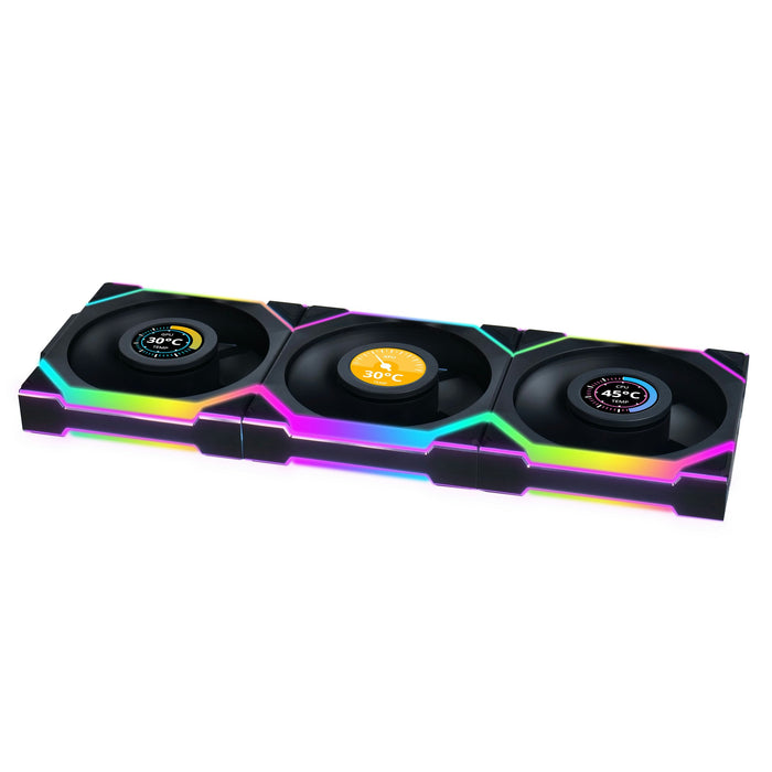 Lian-Li UNI SL120 Wireless LCD A-RGB Black 120mm Triple Pack