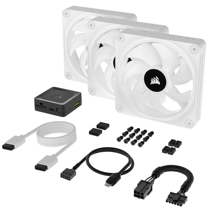 Corsair iCUE LINK QX120 RGB White 120mm Triple Pack Starter Kit