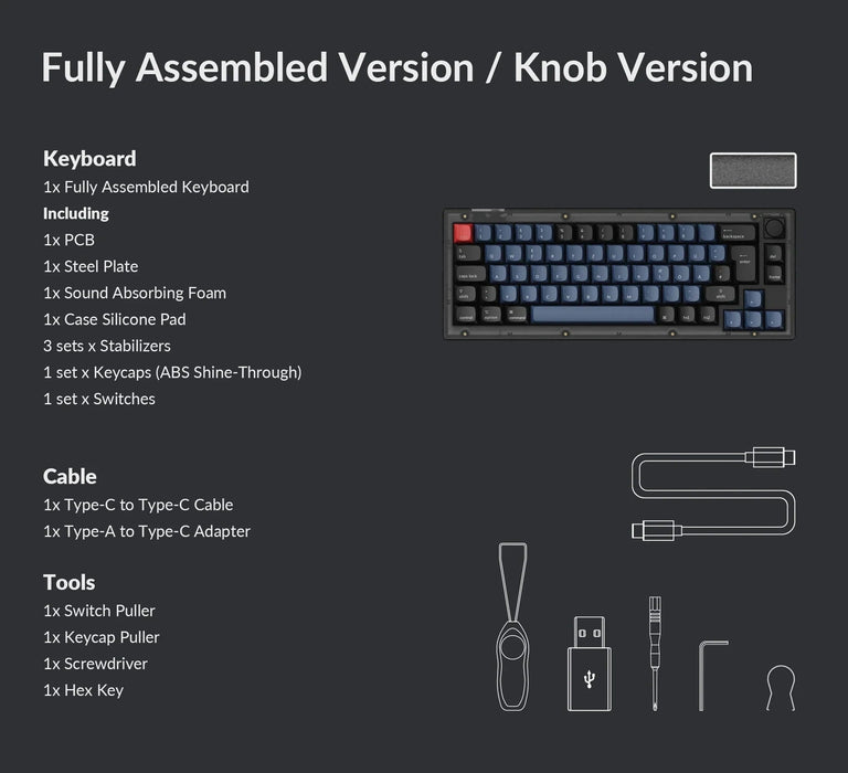 Keychron V2 Knob Frosted Black RGB 65% ISO UK K Pro Red
