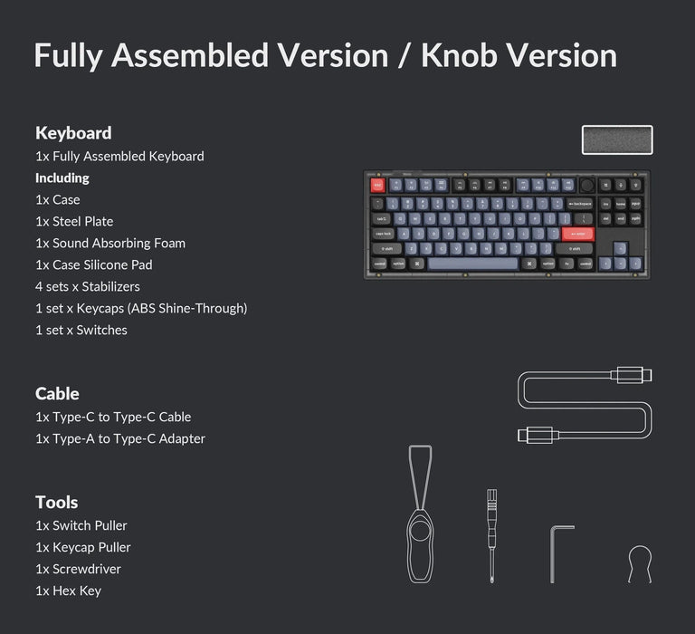 Keychron V3 Knob QMK Frosted Black RGB ISO UK Linear K Pro Red
