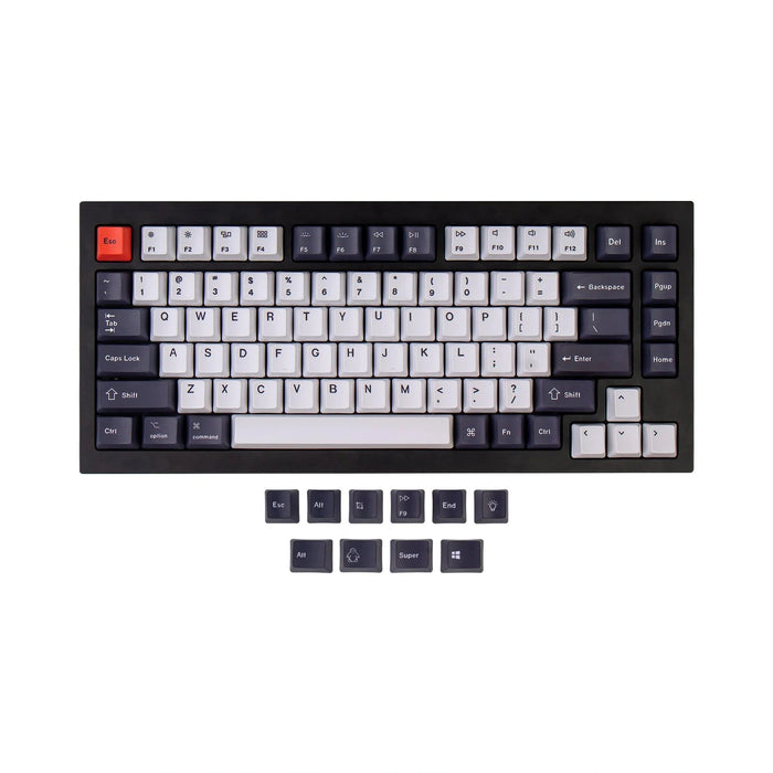 Keychron Bluish Black And White 75% OEM ANSI Dye-Sub PBT Keycap Set