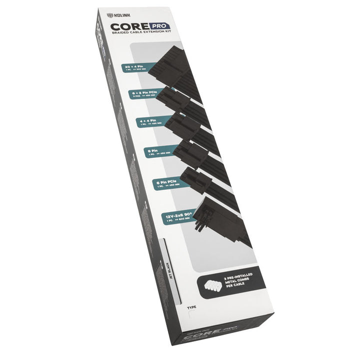 Kolink Core Pro Braided Cable Type 2 Extension Kit Jet Black