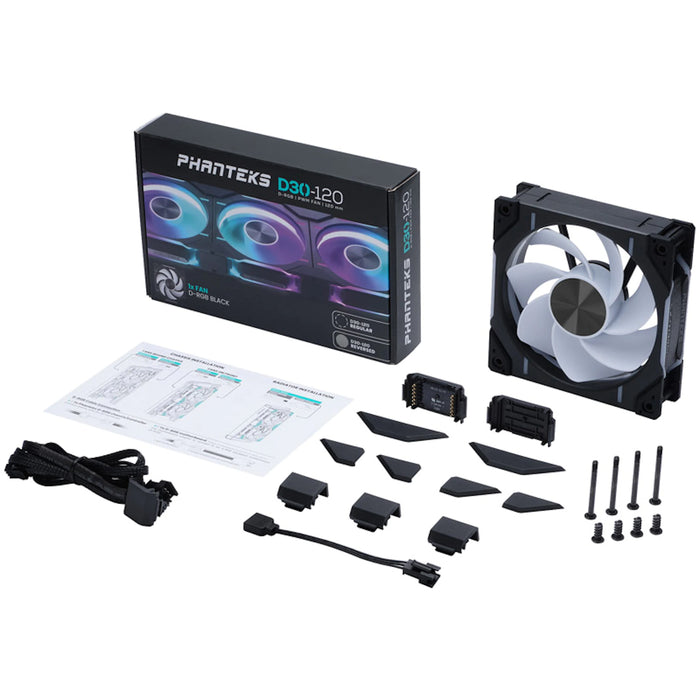 Phanteks D30 Black Reverse Airflow D-RGB 120mm PWM Fan