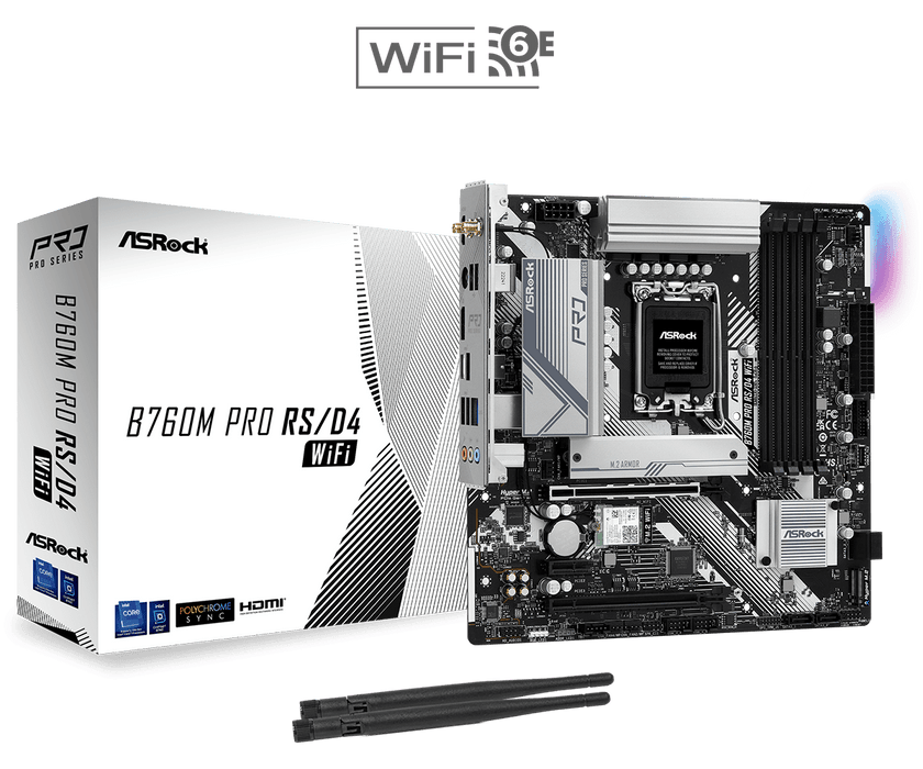 ASRock B760M Pro RS/D4 WIFI DDR4 Micro ATX Motherboard