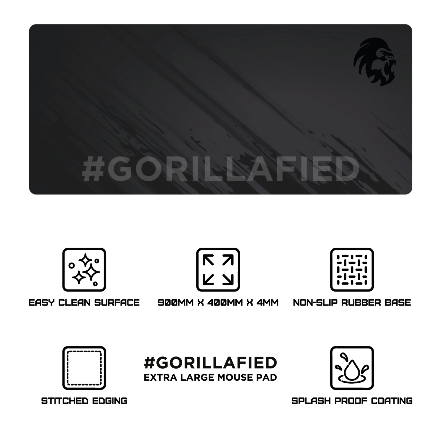 Gorilla Gaming Extra Large Mouse Pad V2 Black — Computer Orbit
