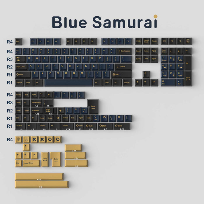 Aifei Blue Samurai Cherry Profile Doubleshot ABS Keycaps