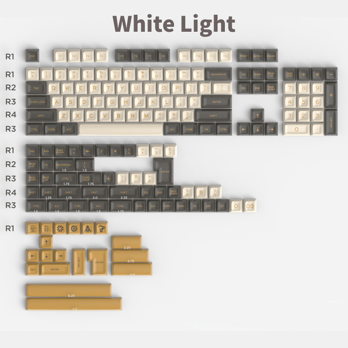 Aifei White Light SA Profile Doubleshot ABS Keycaps