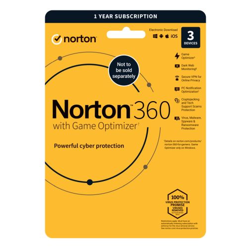 Norton 360 Antivirus with Game Optimizer 1 Year 3 Device
