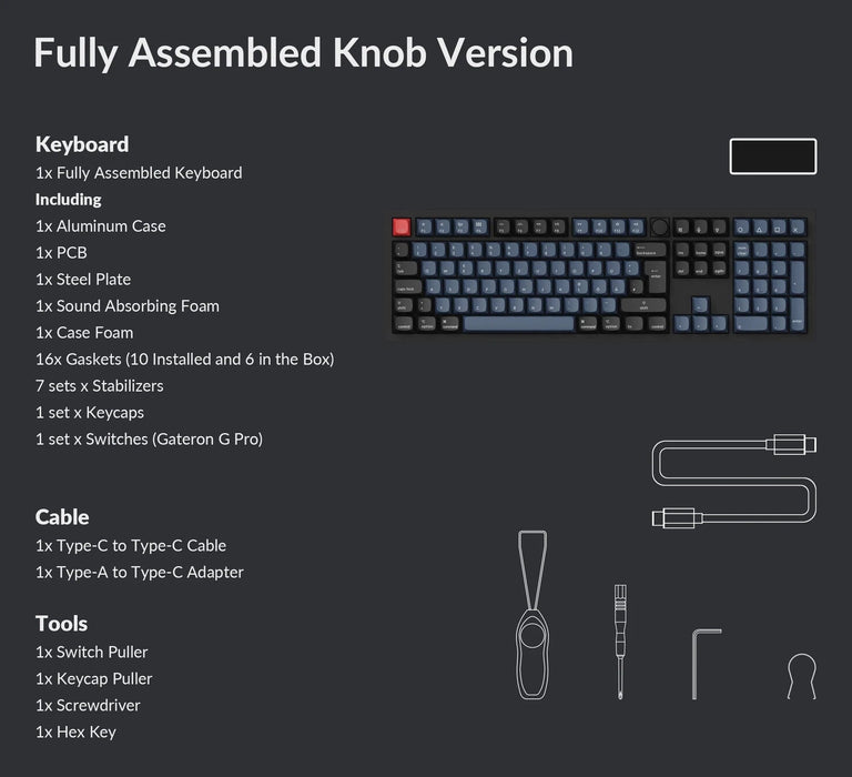 Keychron Q6 Knob QMK Carbon Black RGB Fullsize ISO UK Gateron Red