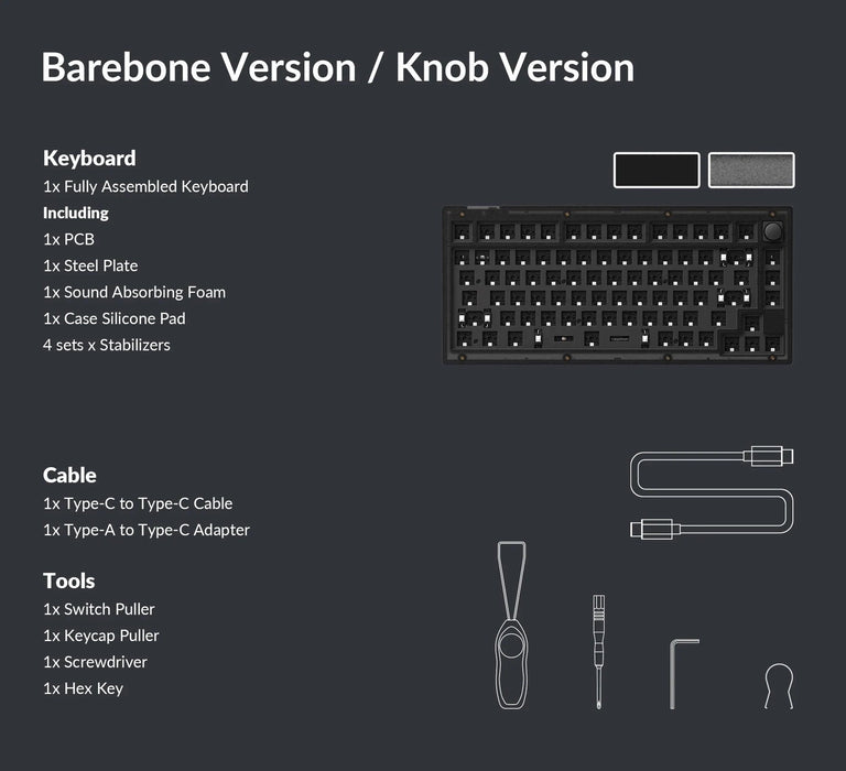 Keychron V1 Knob QMK Frosted Black RGB ANSI Barebones