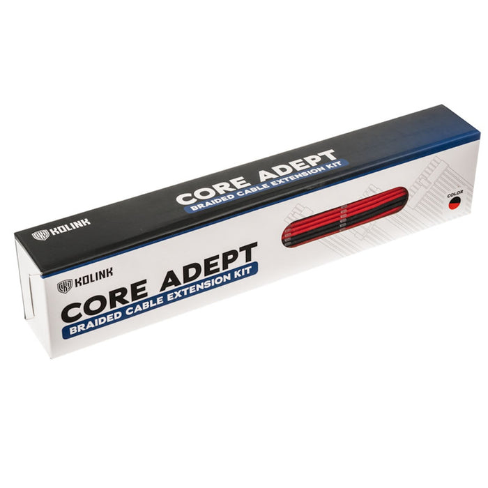 Kolink Core Adept Braided Cable Extension Kit Jet Black/Racing Red